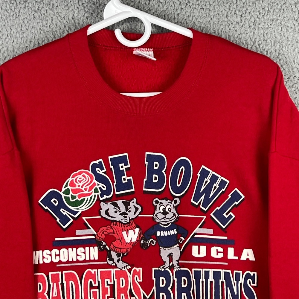 Vintage 90s Wisconsin Badgers Bruins Rose Bowl 1994 Sweatshirt Size XL Jerzees - Picture 2 of 15